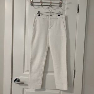 Banana Republic White Textured Slimming Straight Pants. Slightly Cropped.